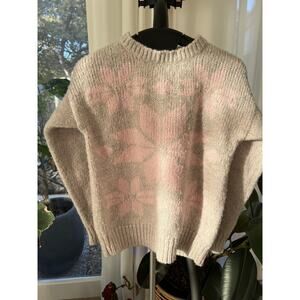 Sweater E.Z. Spirit Size M Kids Colorful Pink Knit Winter Snowflake